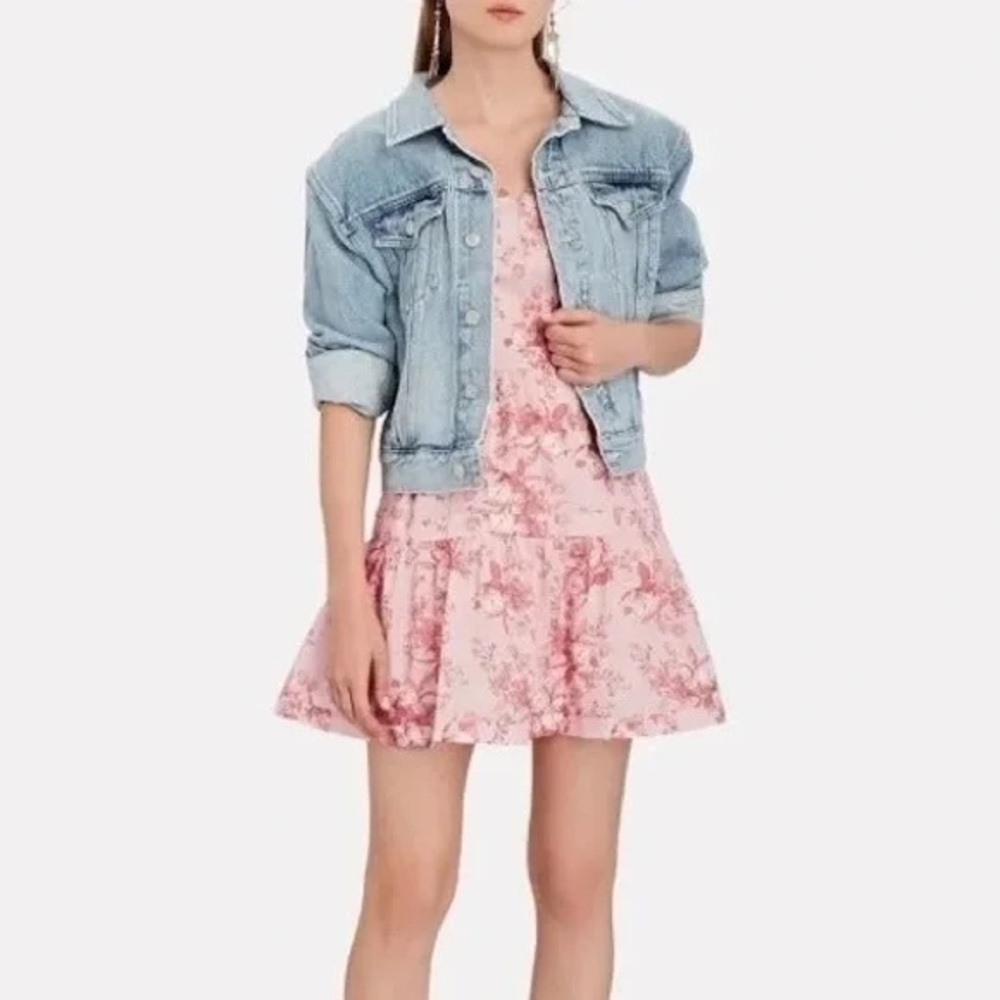 Intermix Pink Floral Silk Blend Babydoll Mini Dress Cottagecore Size 10 Romantic - Picture 4 of 16